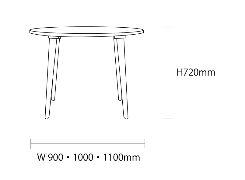 DUKE ダイニングテーブル 丸テーブルのサイズ